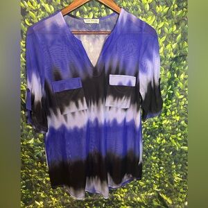 Faith and Joy Purple and Black Tie-Dye Blouse